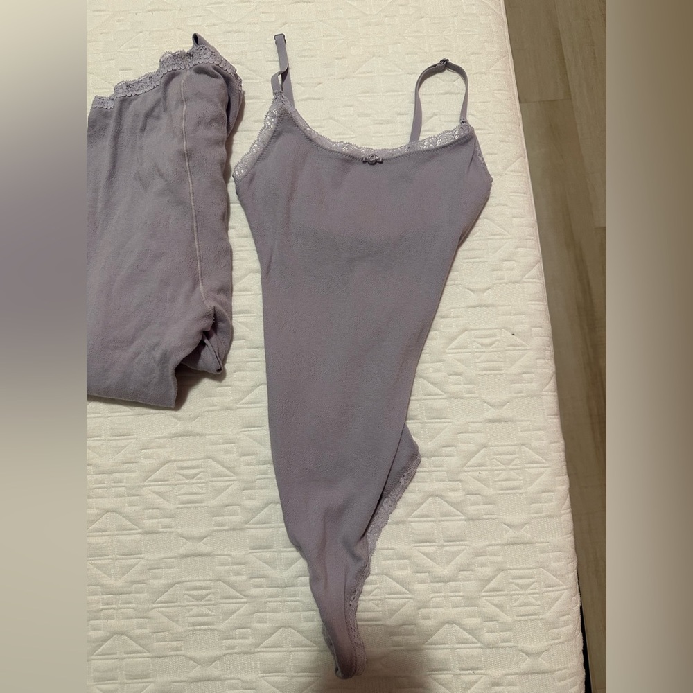 SKIMS XXS LOGO POINTELLE LEGGINGS / BODY SUIT SET